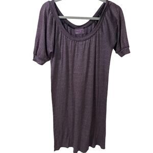 Michael Stars Purple Shimmer Knit Scoop Neck SS Dress Minimalist Career, OS